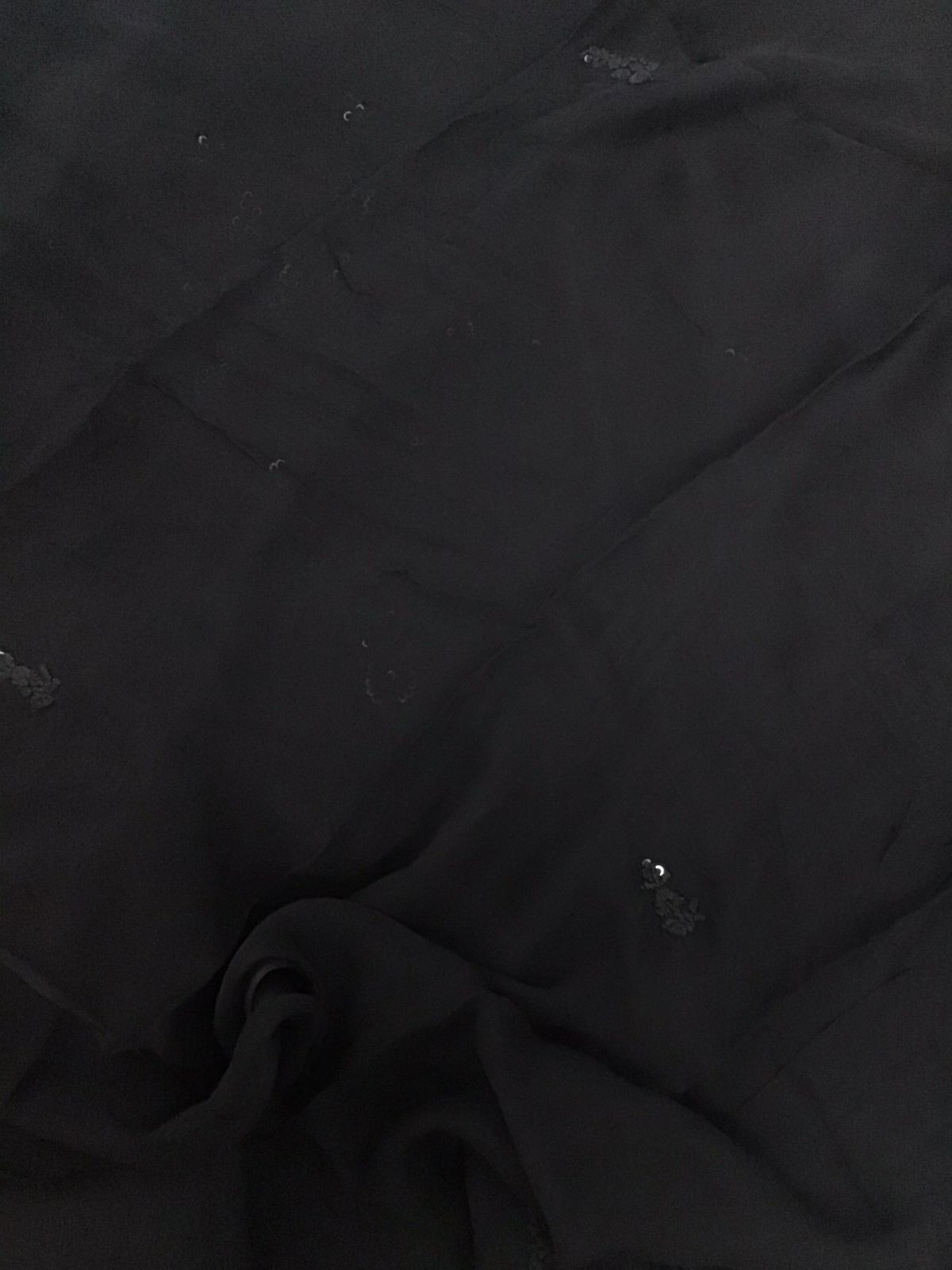 Pure Chinnon Silk Embroidered Suit - Black