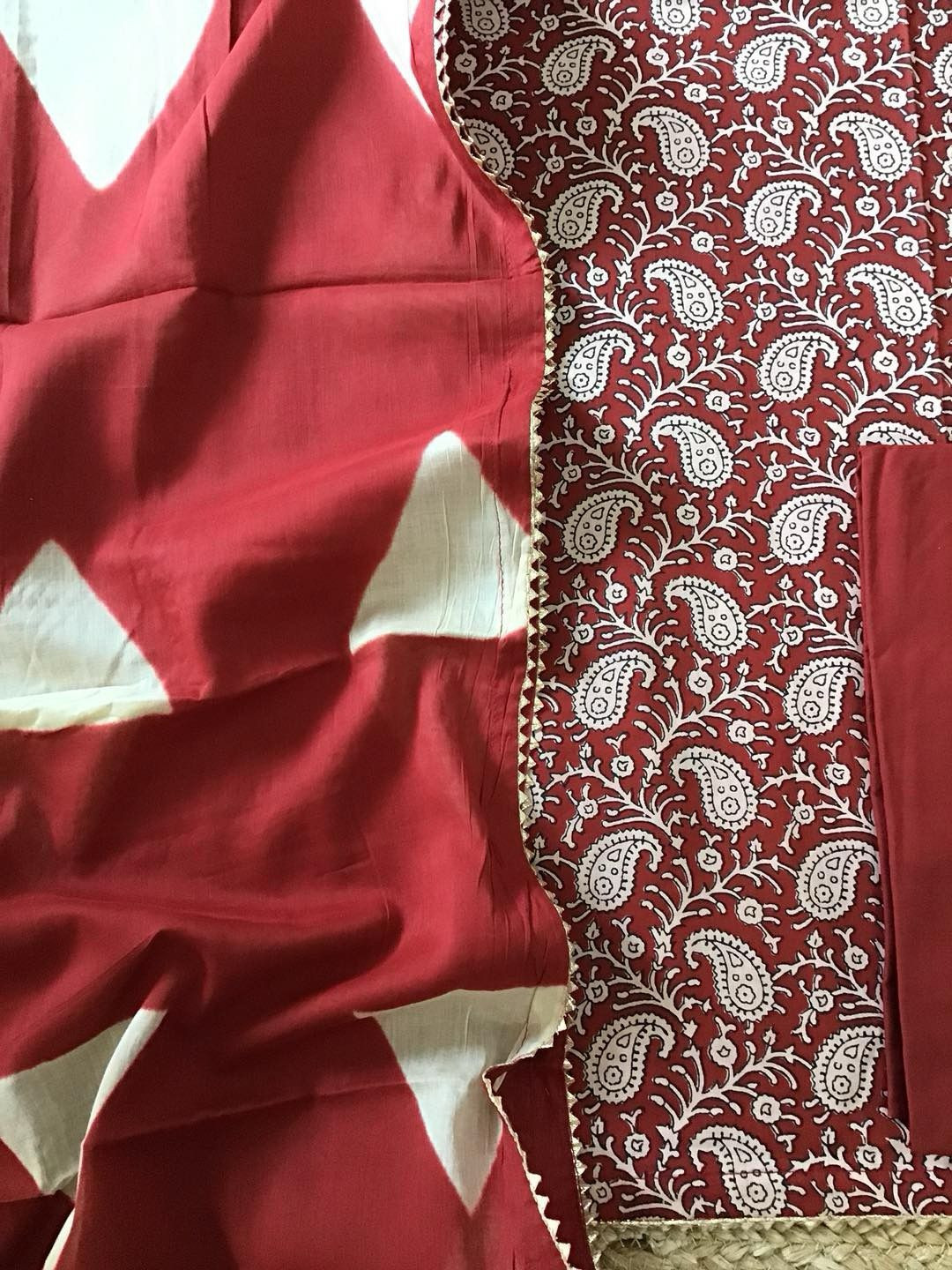 Pure Cotton Printed Suit - Maroon