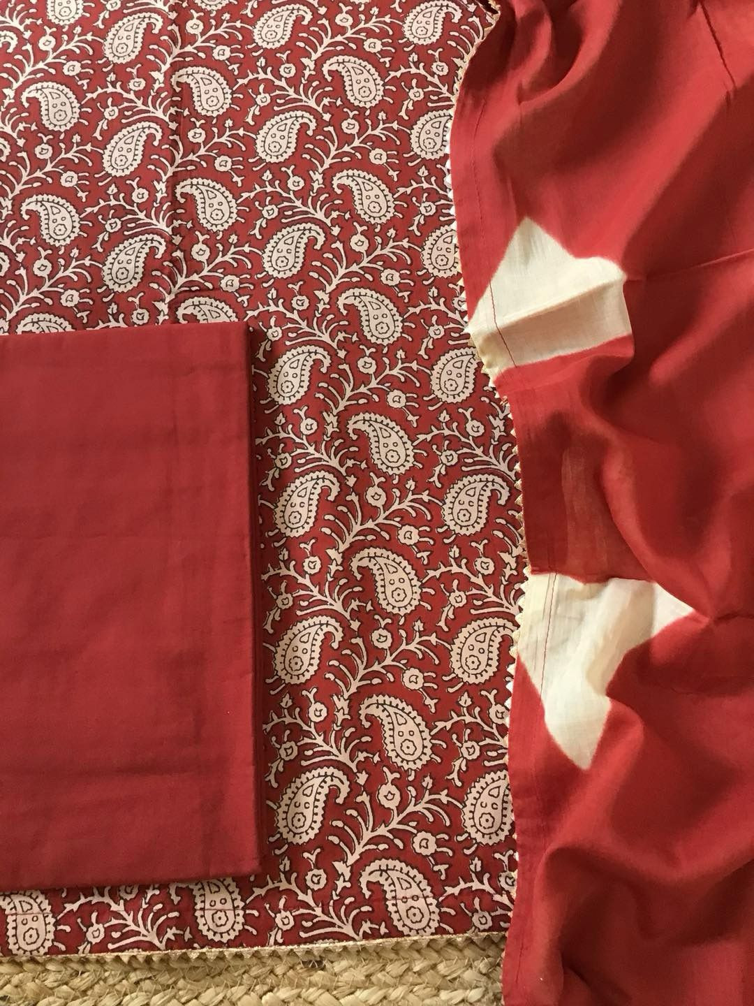 Pure Cotton Printed Suit - Maroon