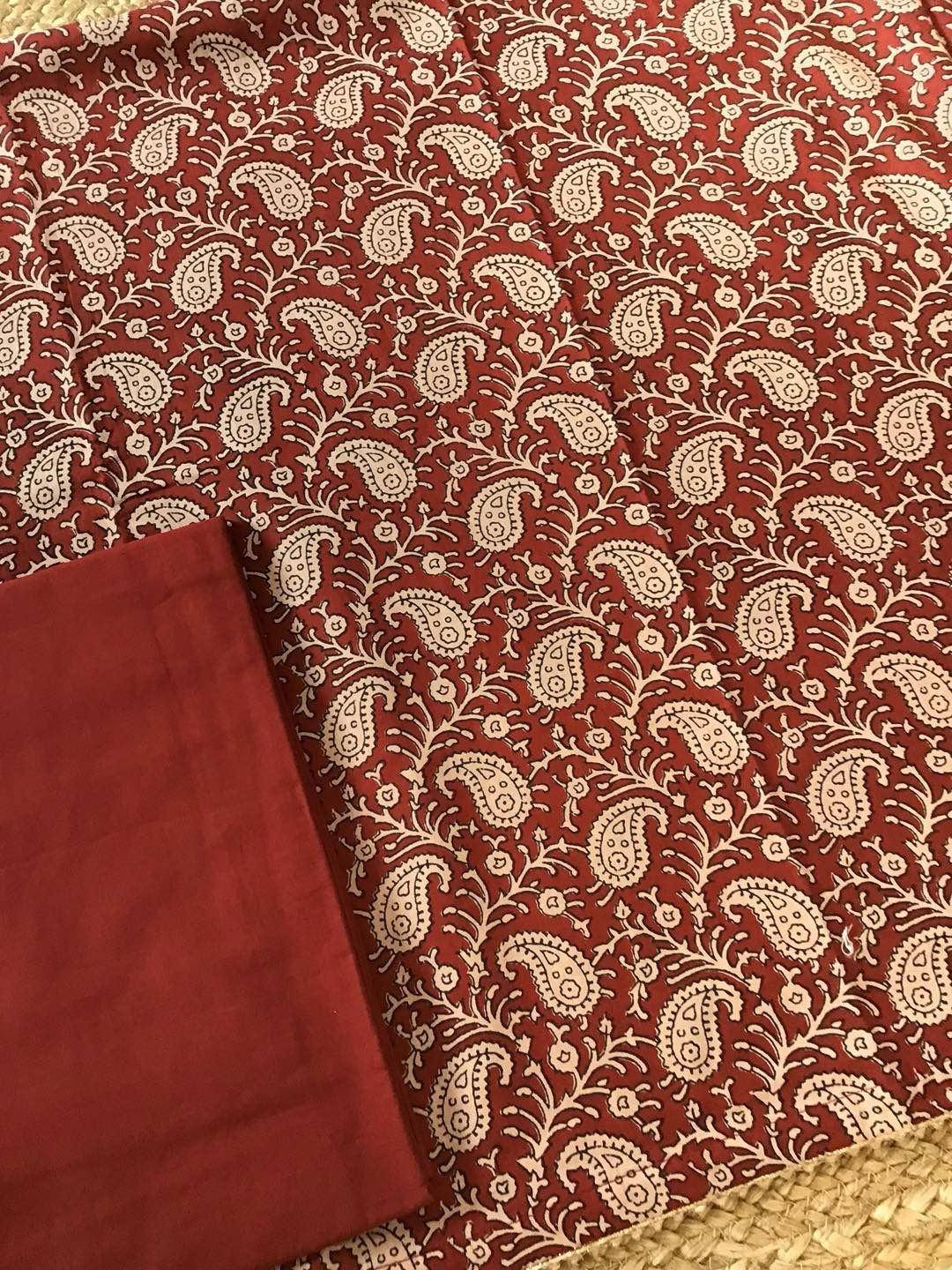 Pure Cotton Printed Suit - Maroon