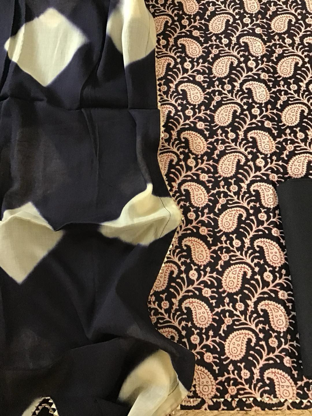 Pure Cotton Printed Suit - Black
