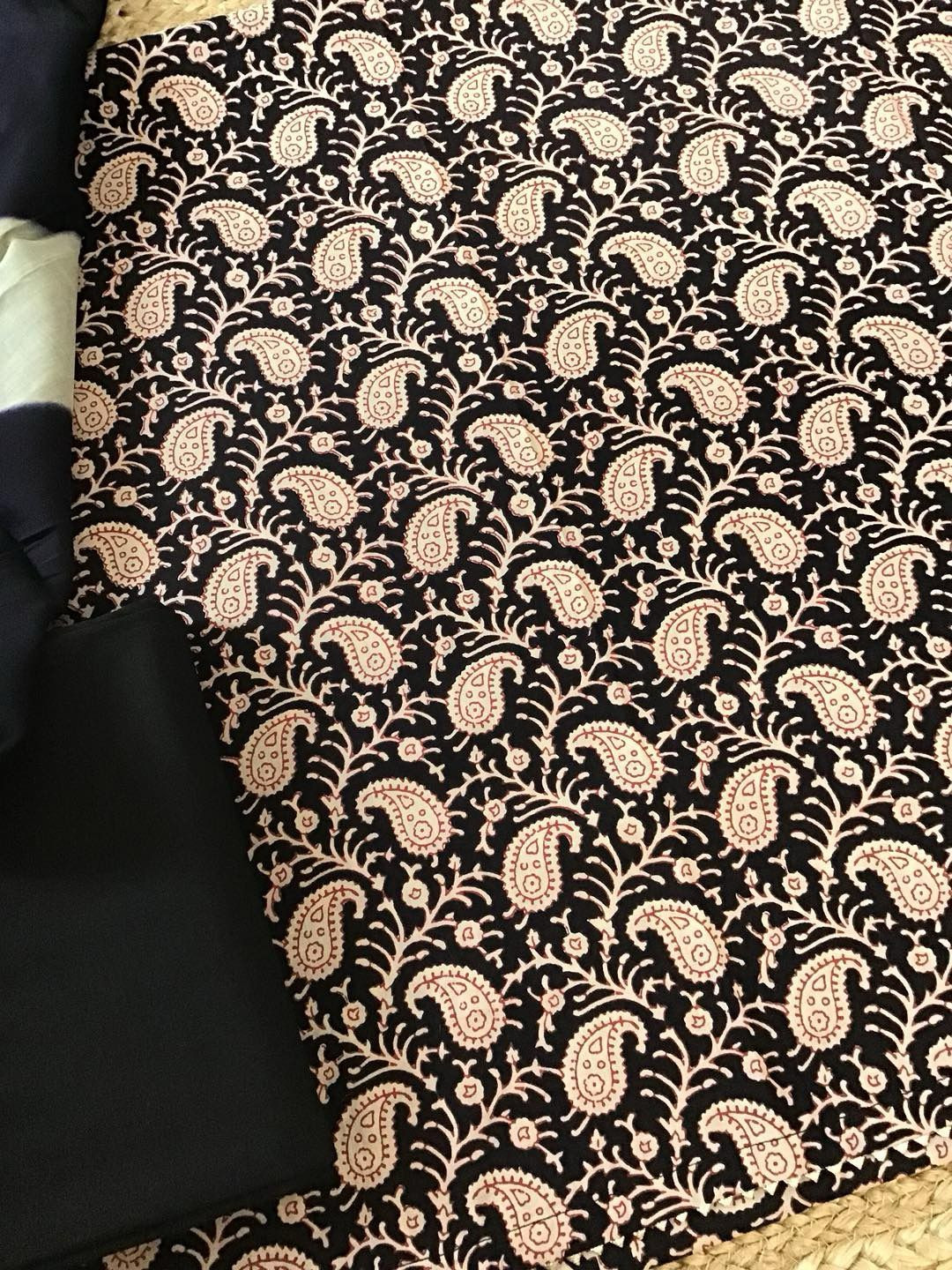 Pure Cotton Printed Suit - Black