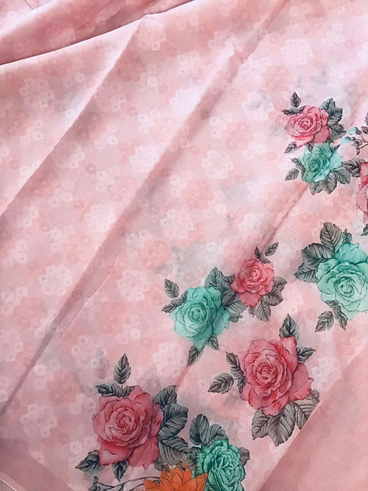 Pure Cotton Printed Self Weaved Suit - Pink