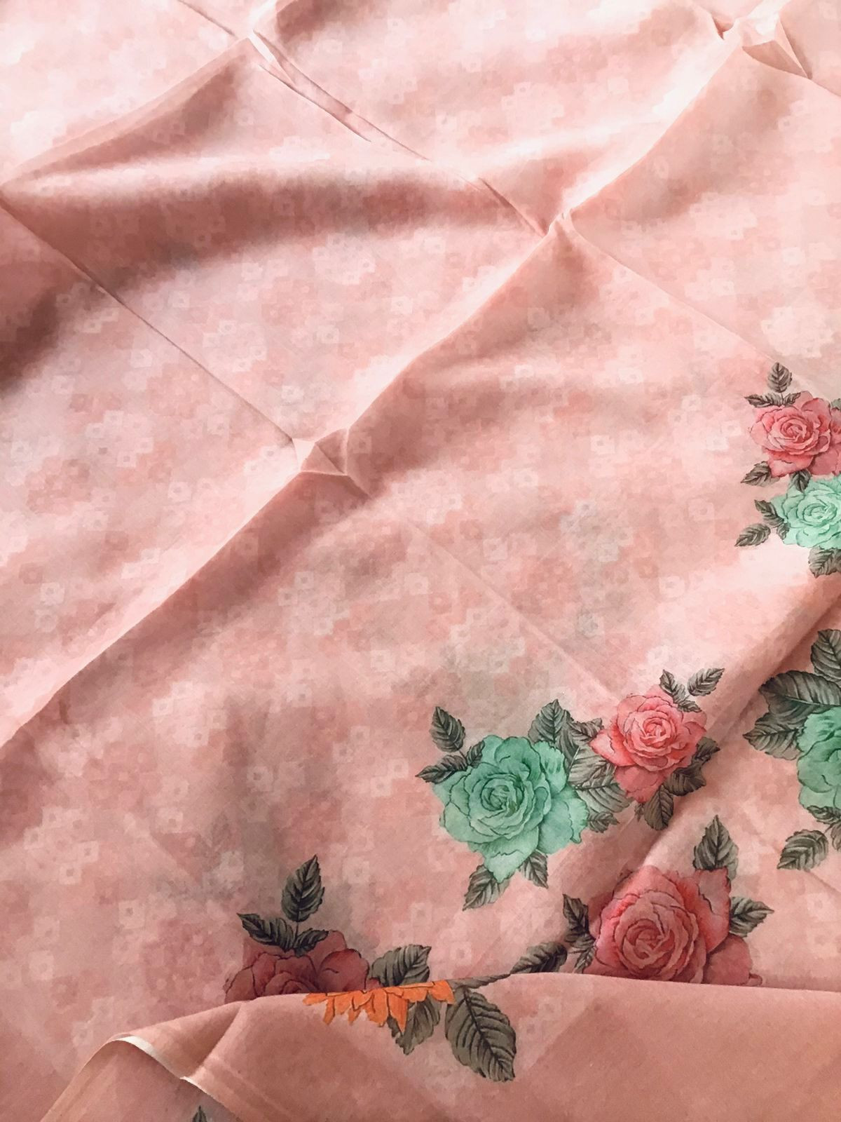 Pure Cotton Printed Self Weaved Suit - Onion Pink