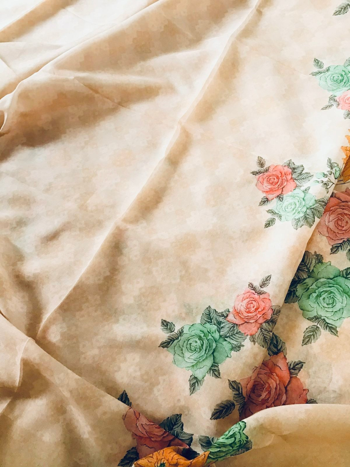 Pure Cotton Printed Self Weaved Suit - Beige