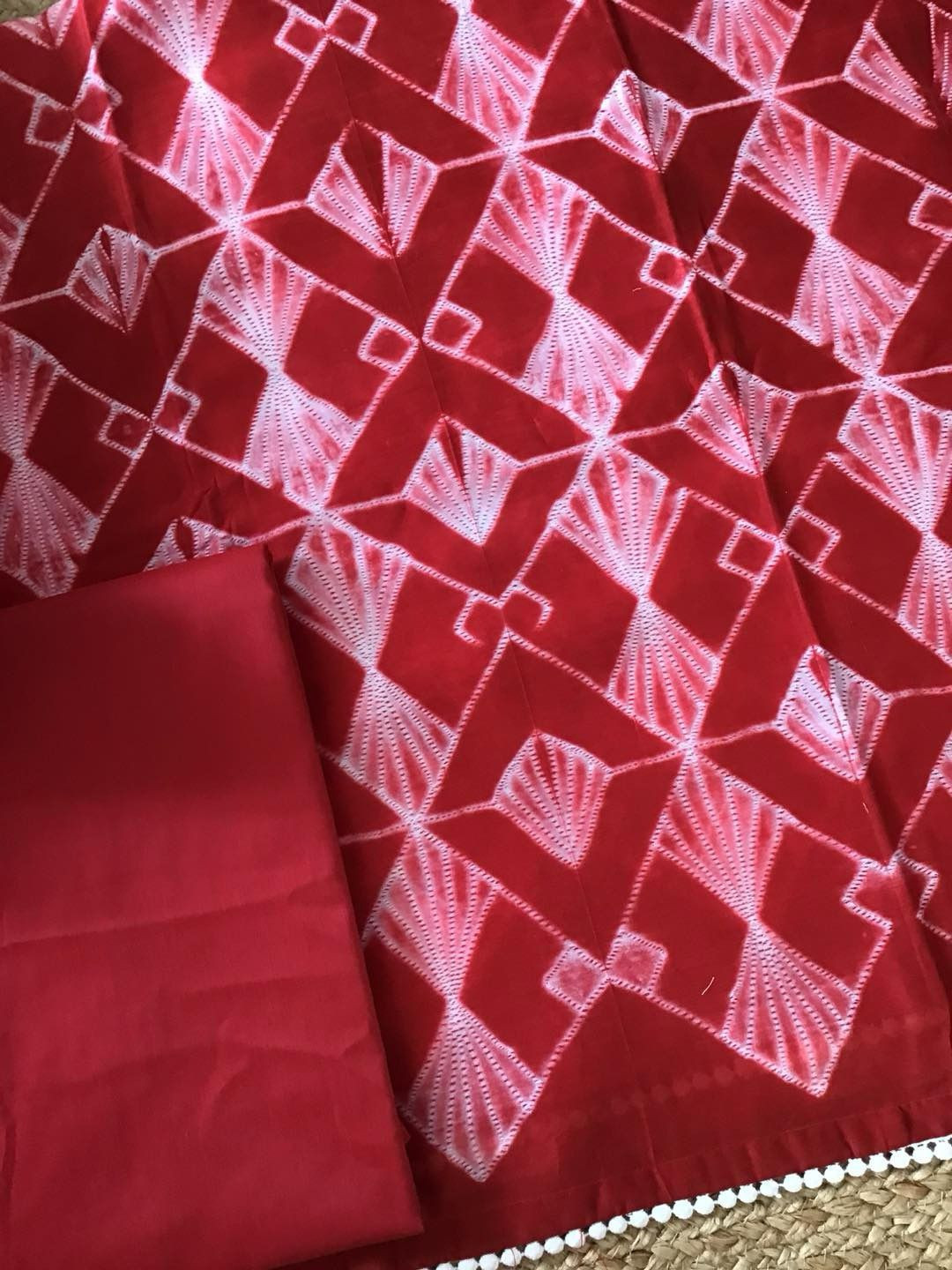Pure Maheshwari Silk Printed Suit - Red