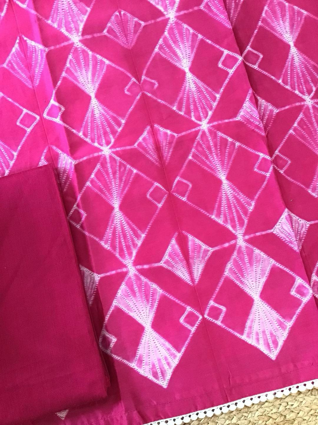 Pure Maheshwari Silk Printed Suit - Pink
