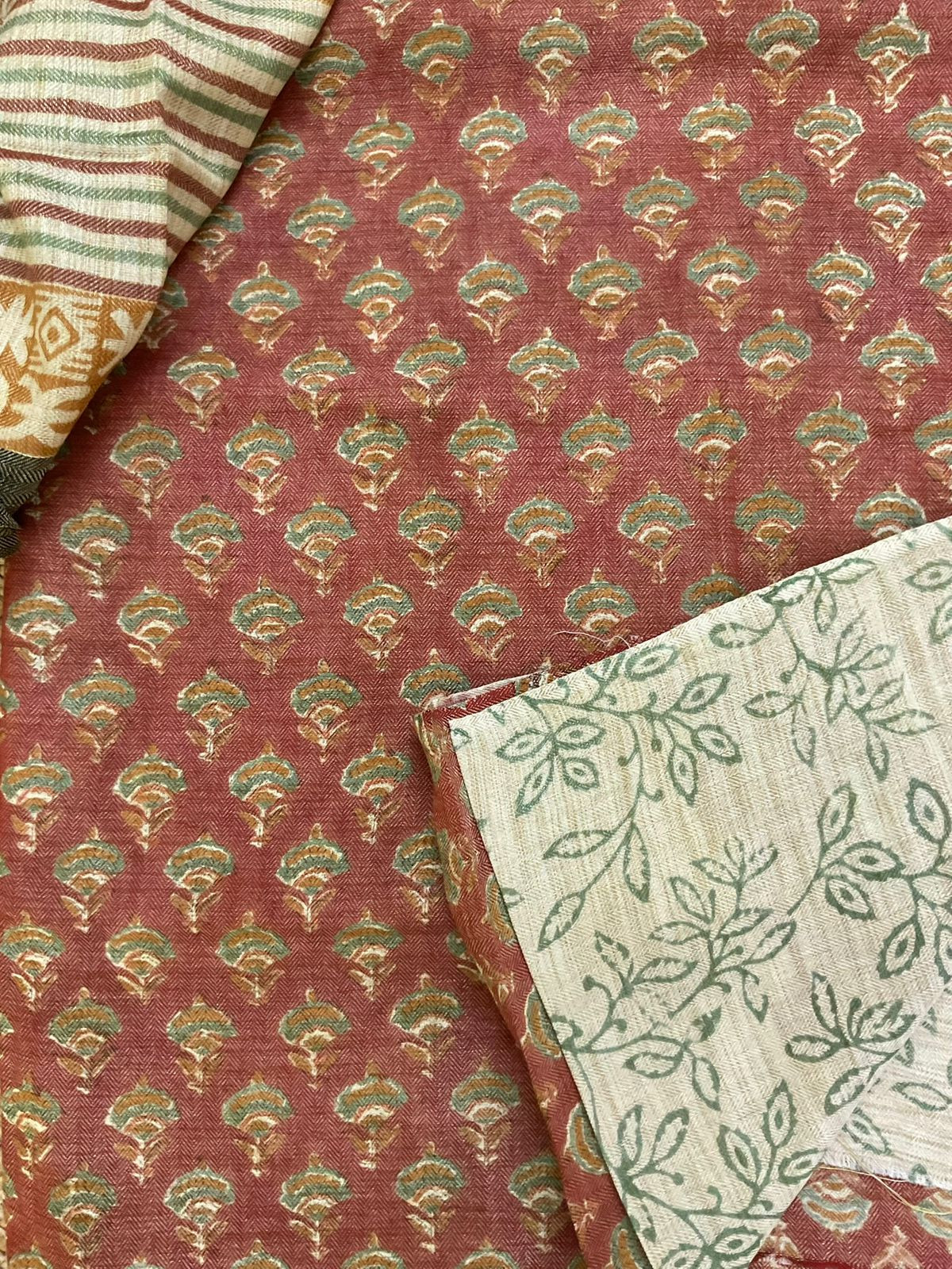 Soft Pashmina Khadi Silk Printed Suit - Maroon