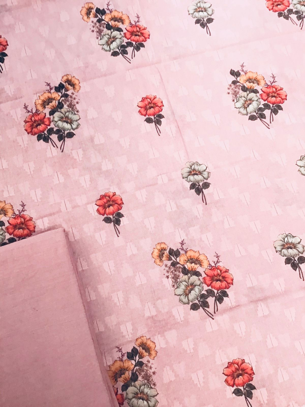 Pure Cotton Printed Self Weaved Suit - Pink