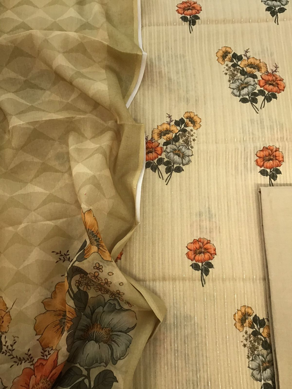 Pure Cotton Printed Self Weaved Suit - Yellow