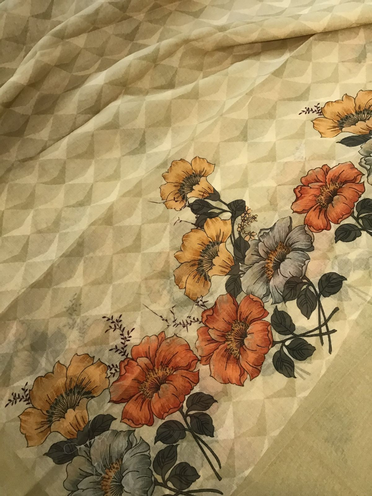 Pure Cotton Printed Self Weaved Suit - Yellow