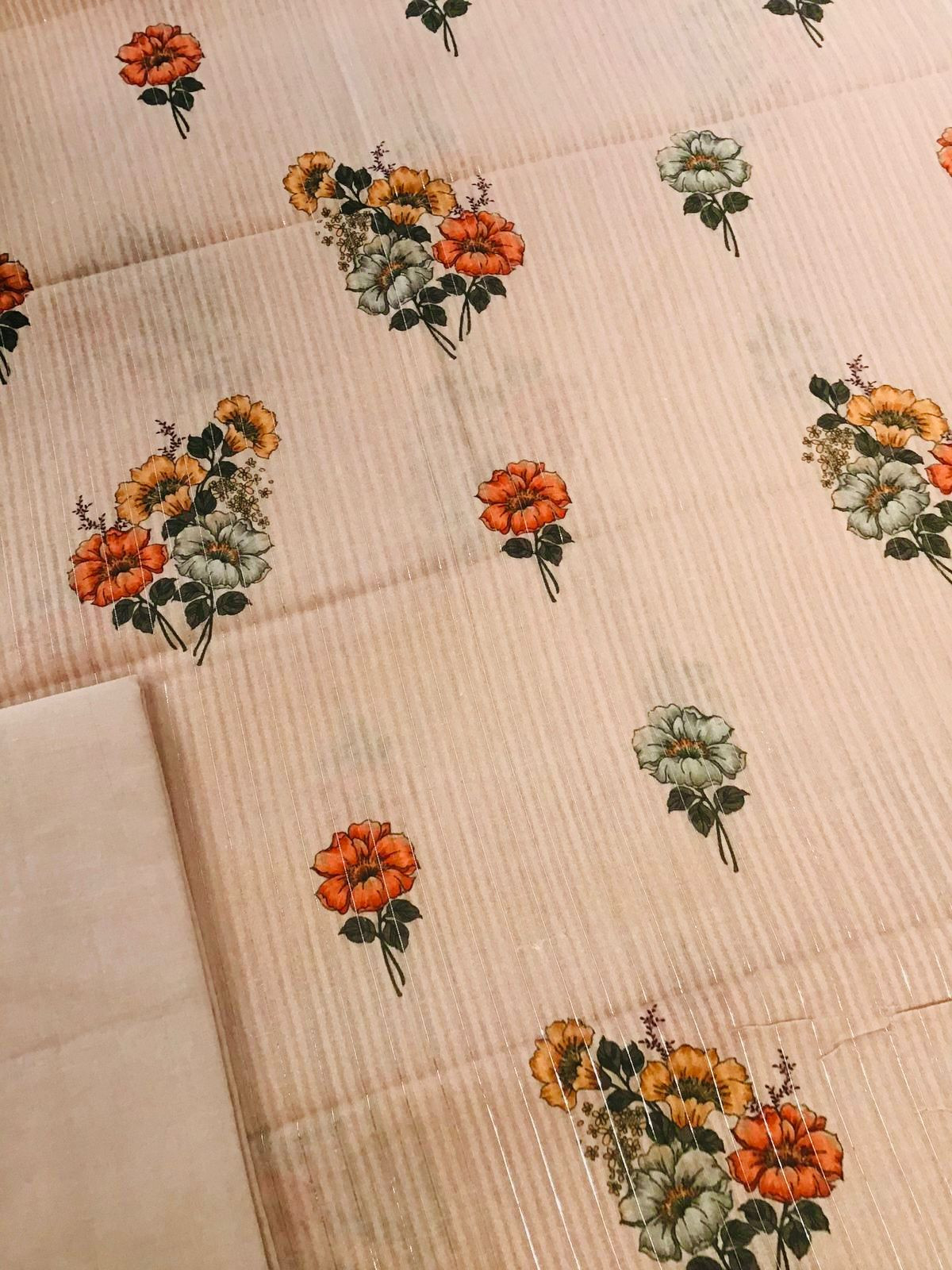 Pure Cotton Printed Self Weaved Suit - Peach