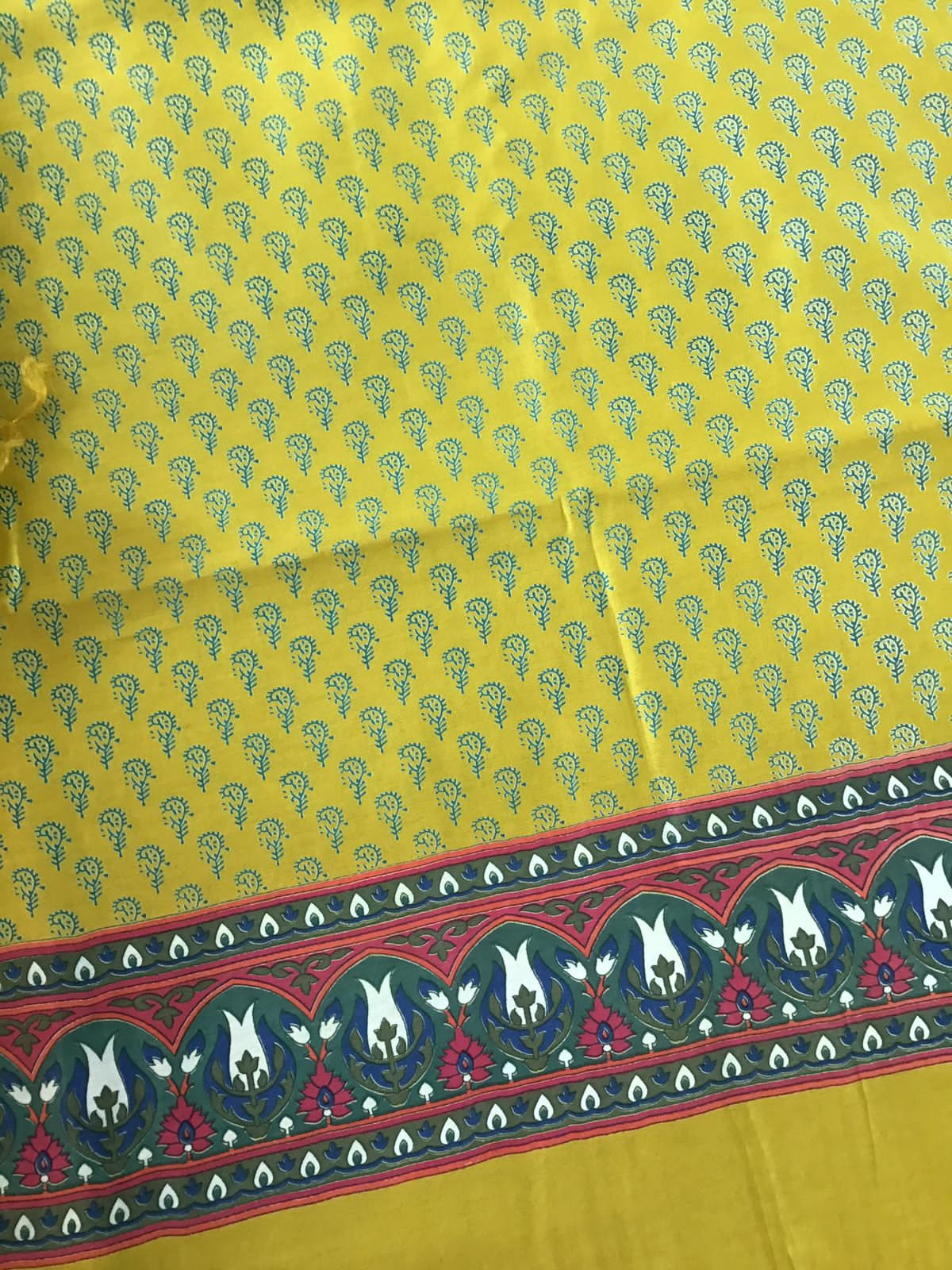 Pure Maheshwari Silk Printed Suit - Yellow