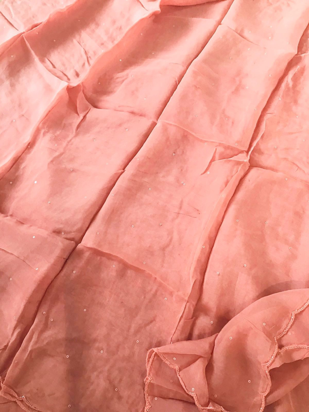 Pure Organza Embroidered Suit - Peach