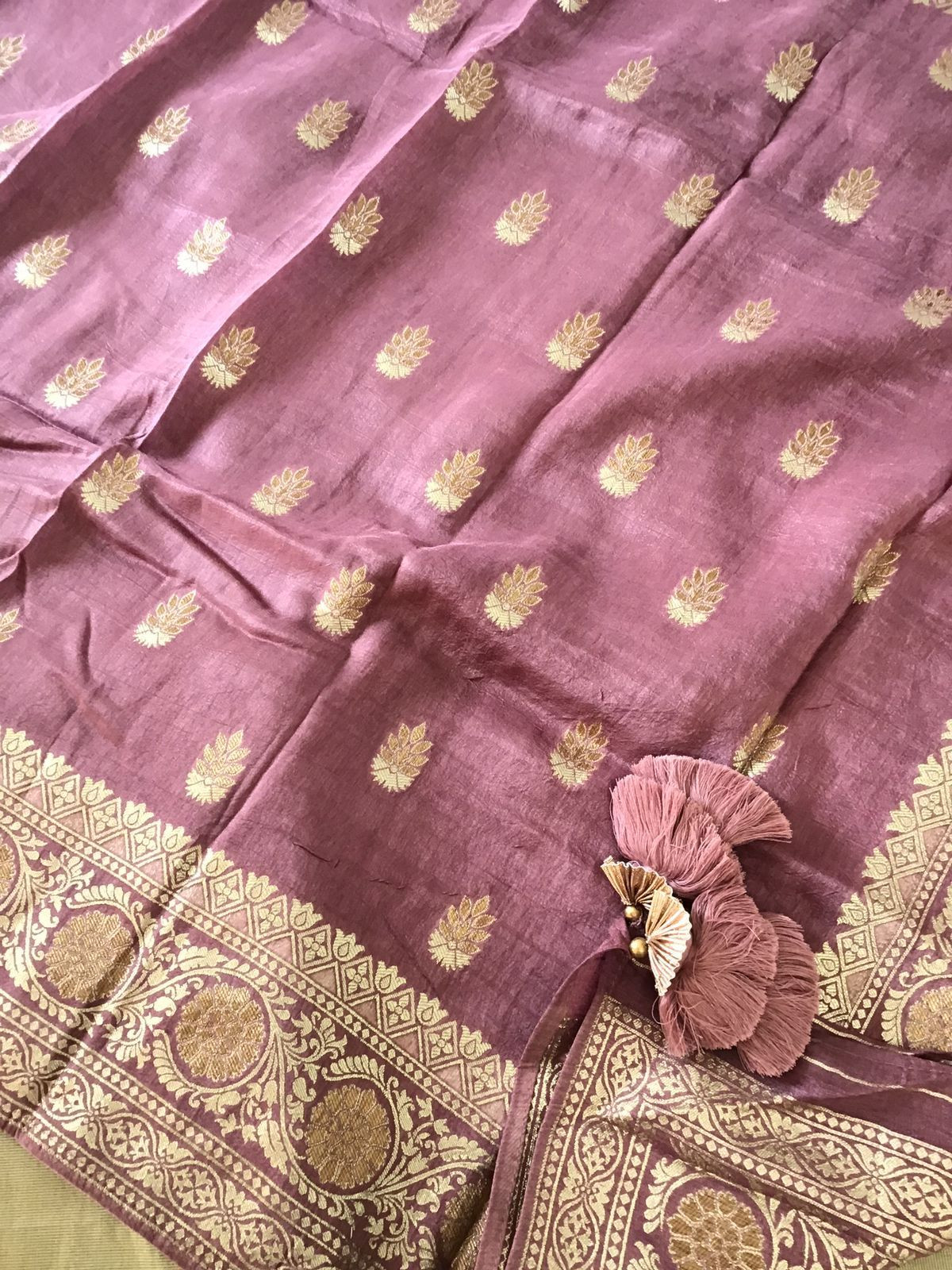 Pure Cotton Silk Banarasi Weaved Embroidered Suit - Beige