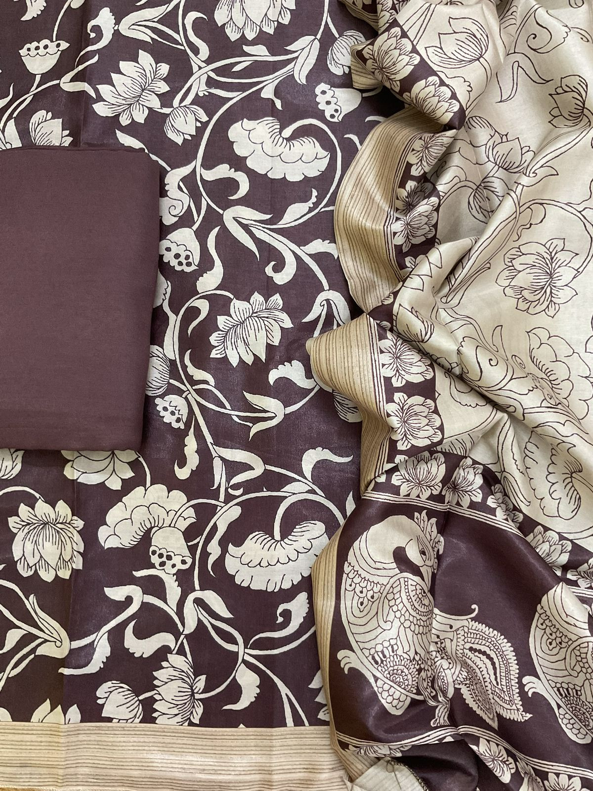 Soft Chanderi Printed Suit - Brown