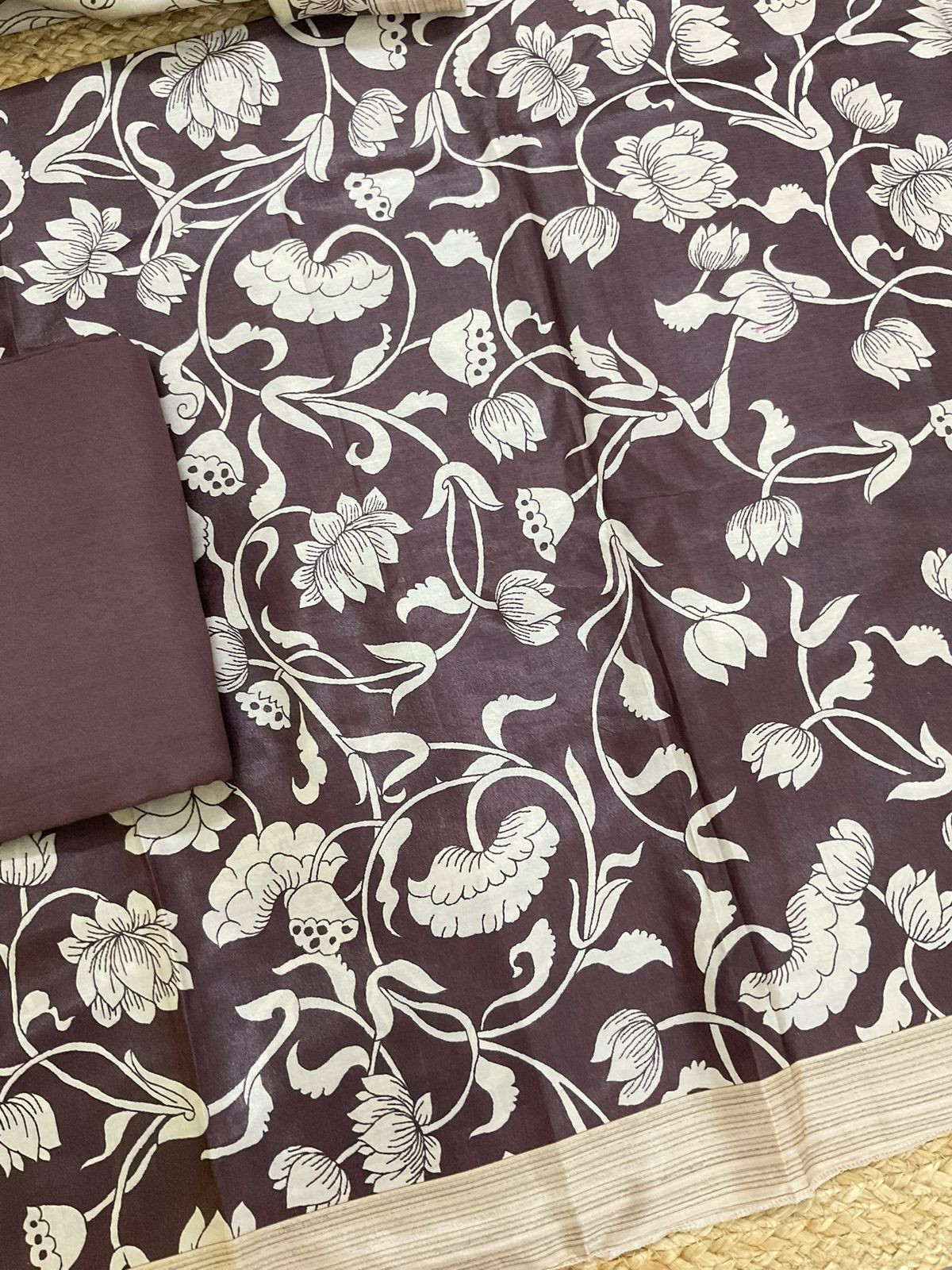 Soft Chanderi Printed Suit - Brown