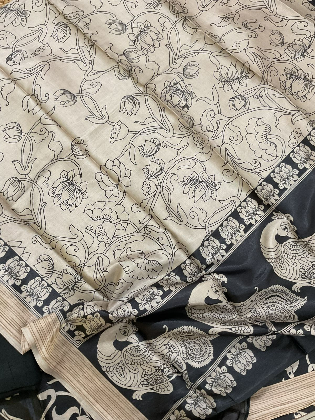 Soft Chanderi Printed Suit - Black