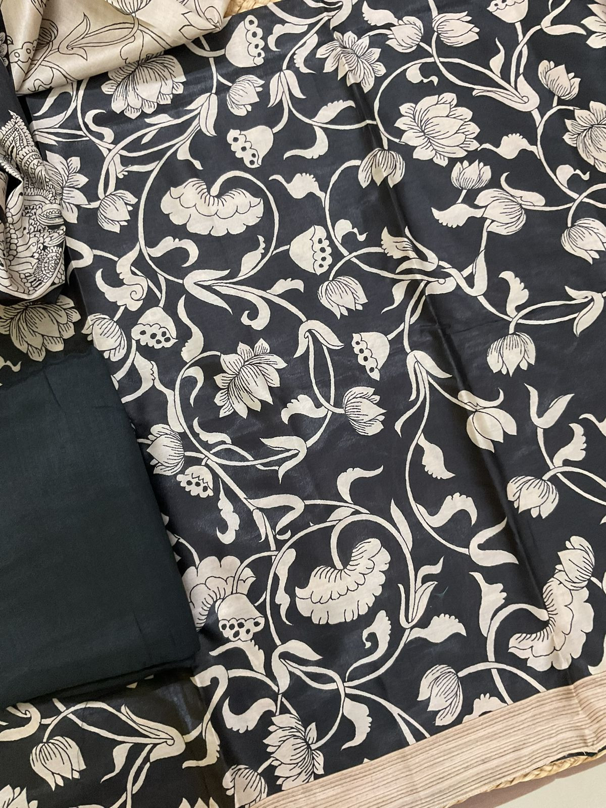 Soft Chanderi Printed Suit - Black