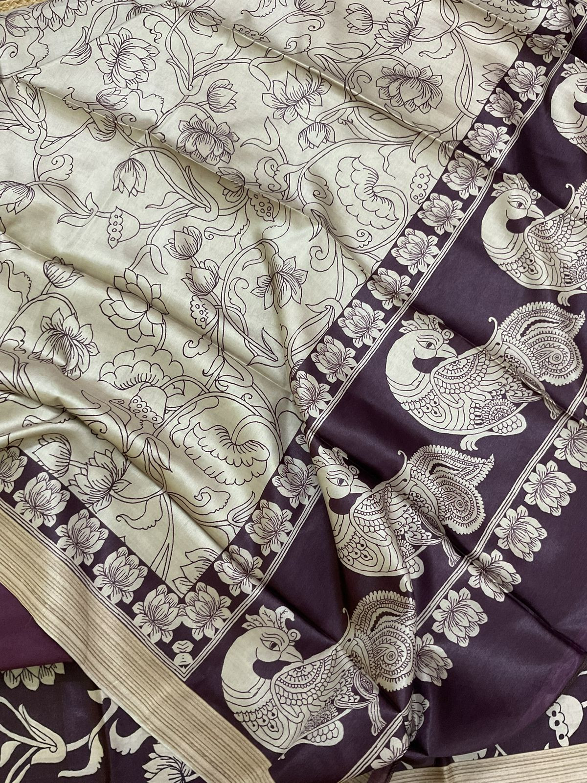Soft Chanderi Printed Suit - Wine