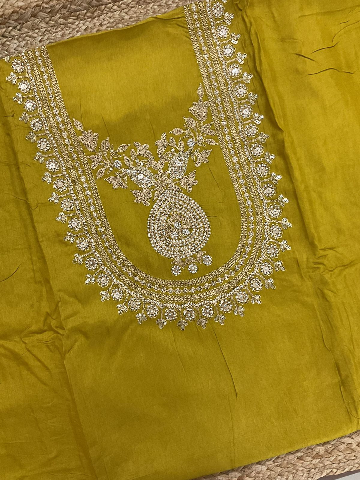 Soft Muslin Embroidered Suit - Yellow