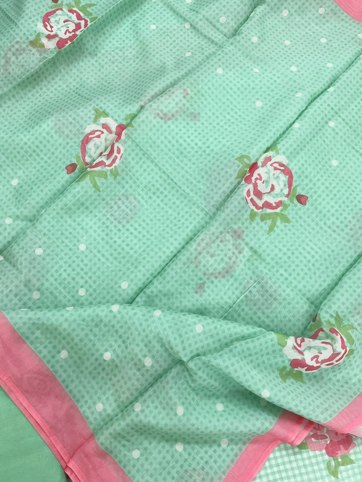 Pure Muslin Silk Printed Suit - Green