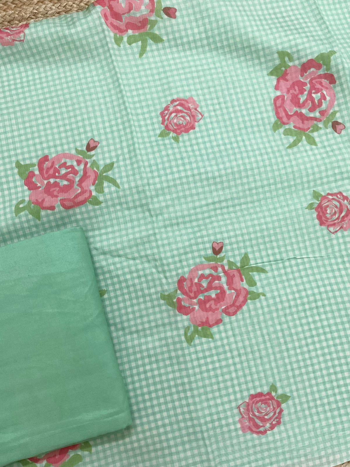 Pure Muslin Silk Printed Suit - Green