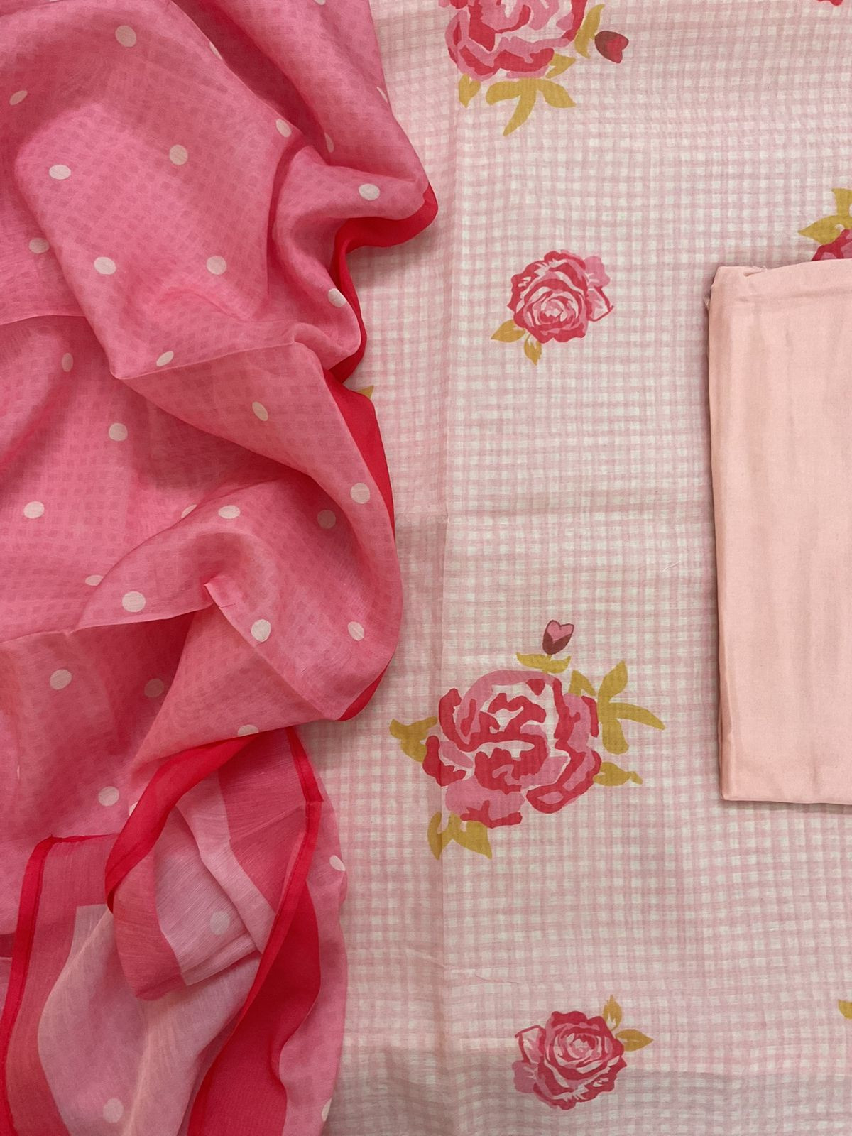 Pure Muslin Silk Printed Suit - Pink