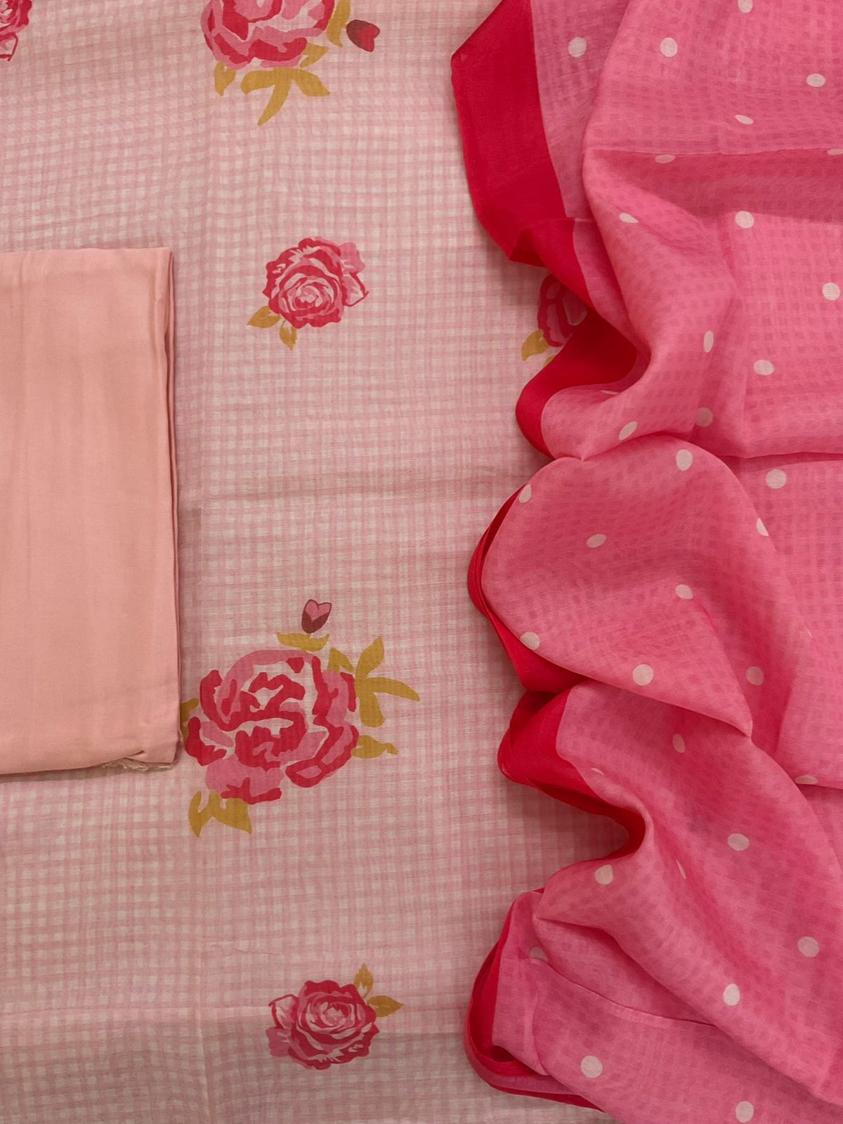 Pure Muslin Silk Printed Suit - Pink
