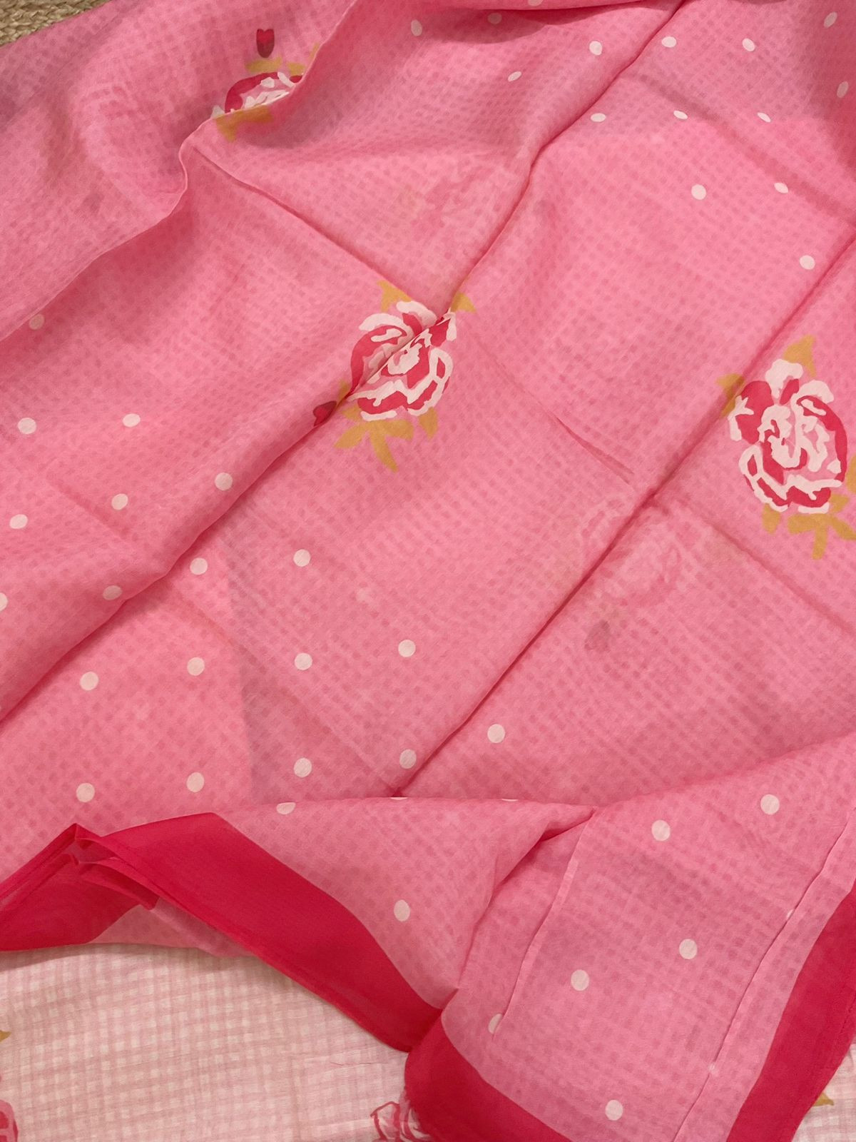Pure Muslin Silk Printed Suit - Pink