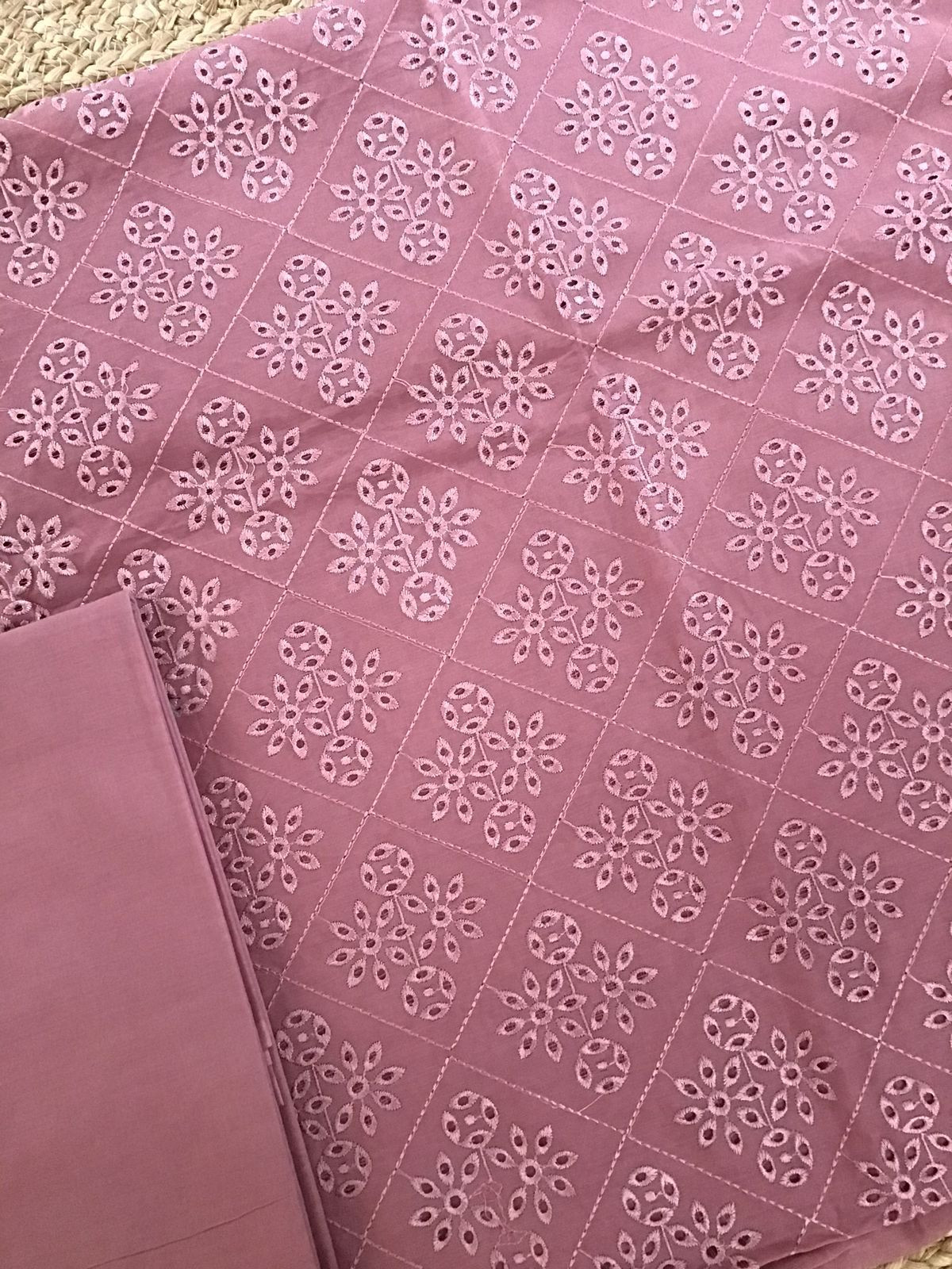 Pure Chanderi Embroidered Suit - Onion Pink