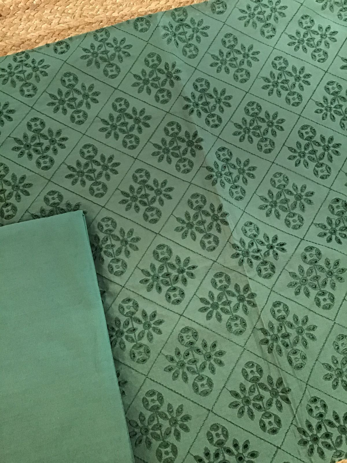 Pure Chanderi Embroidered Suit - Green