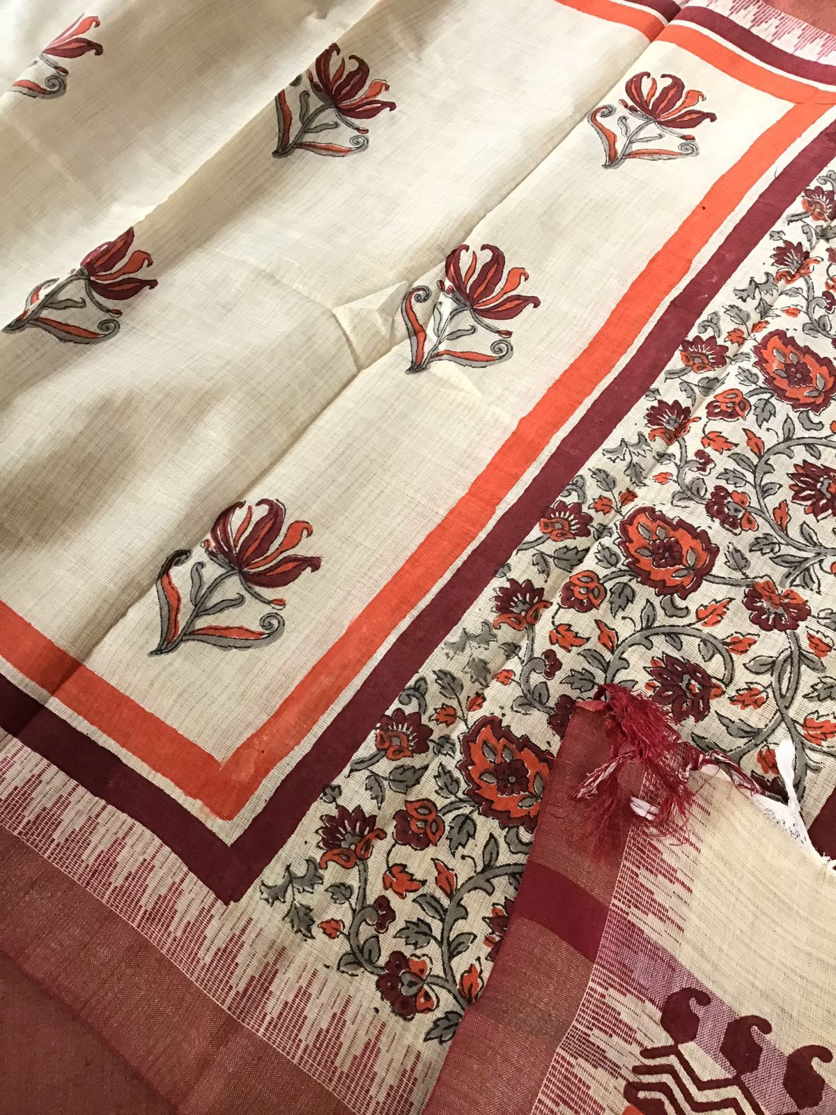 Soft Khadi Silk Printed Suit - Peachish Brown
