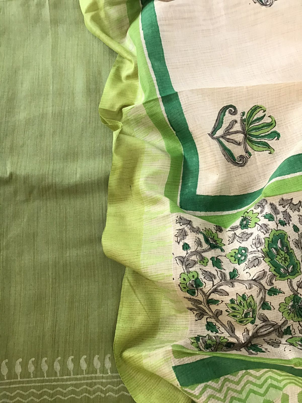 Soft Khadi Silk Printed Suit - Green