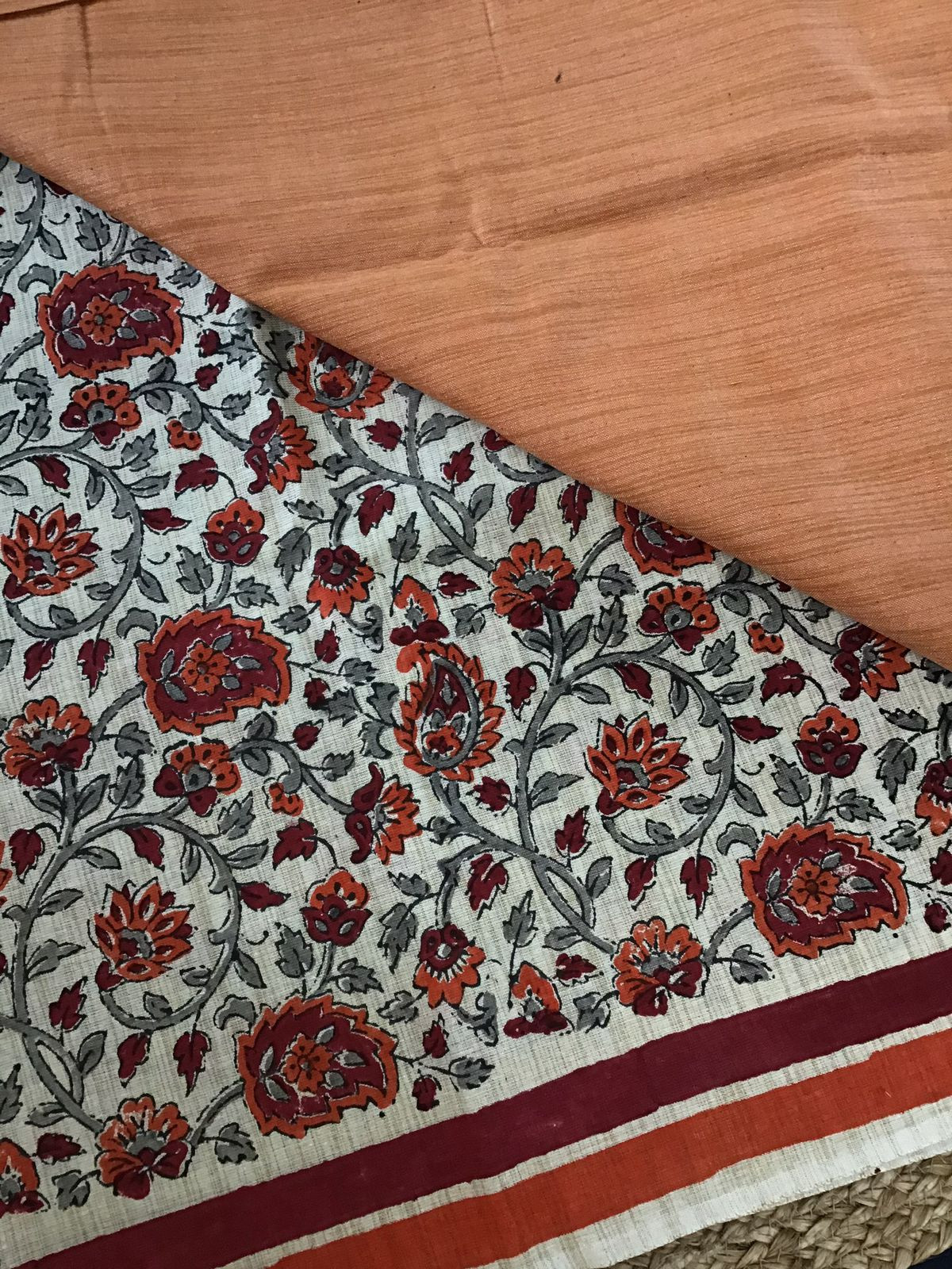 Soft Khadi Silk Printed Suit - Orange