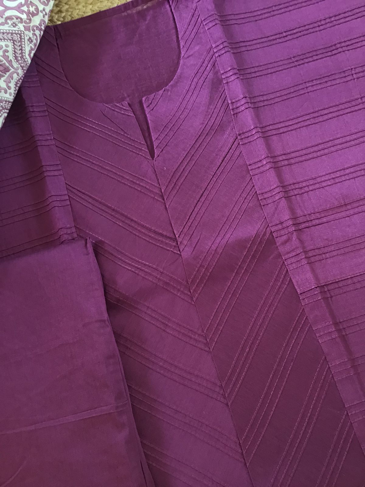 Pure Cotton Silk Printed Embroidered Suit - Wine