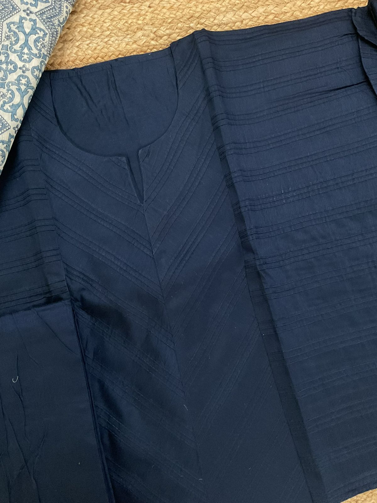 Pure Cotton Silk Printed Embroidered Suit - Blue