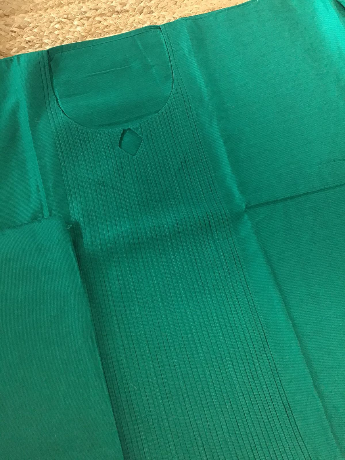 Pure Cotton Silk Embroidered Suit - Green