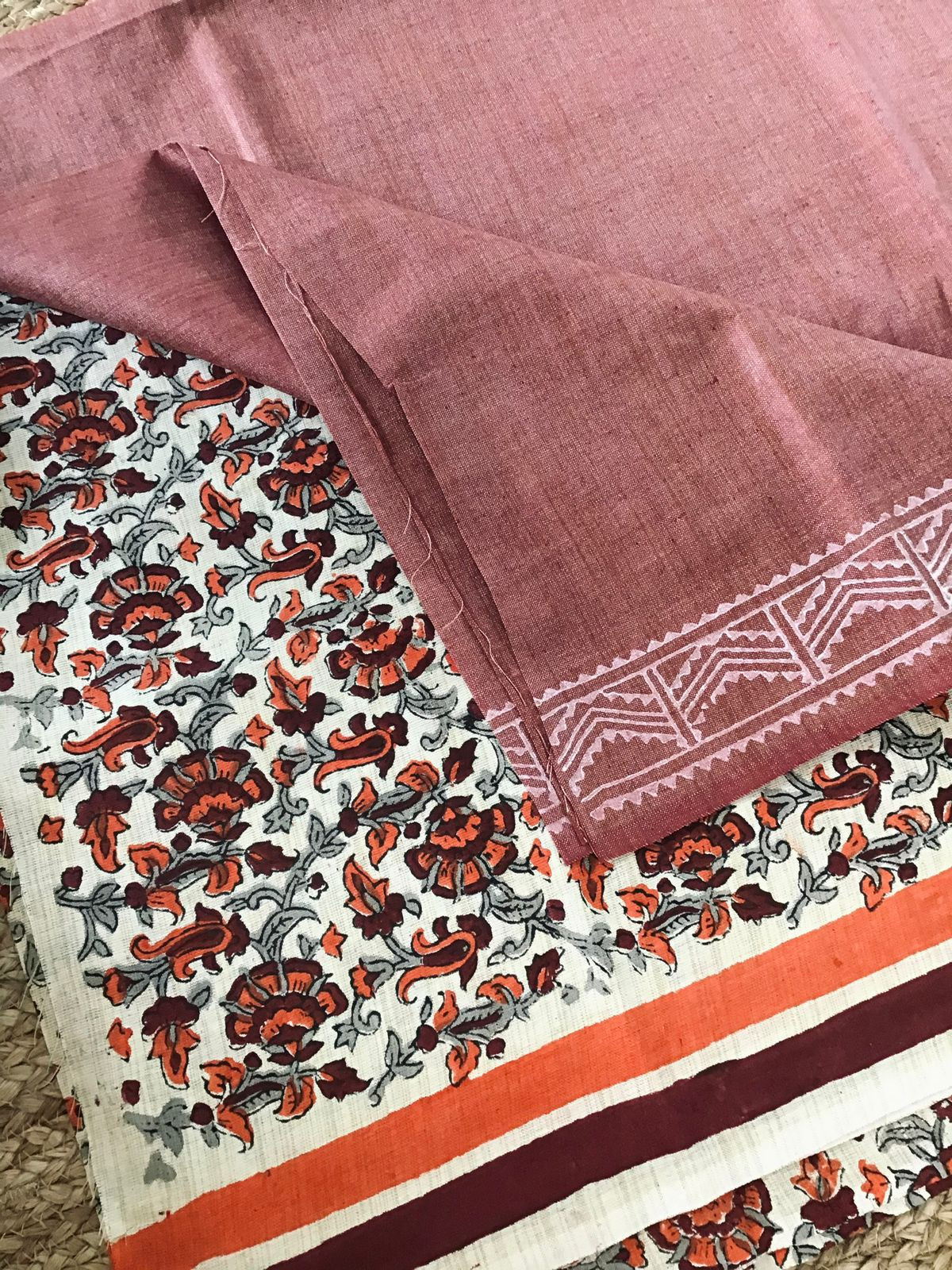 Soft Khadi Silk Printed Suit - Peachish Brown