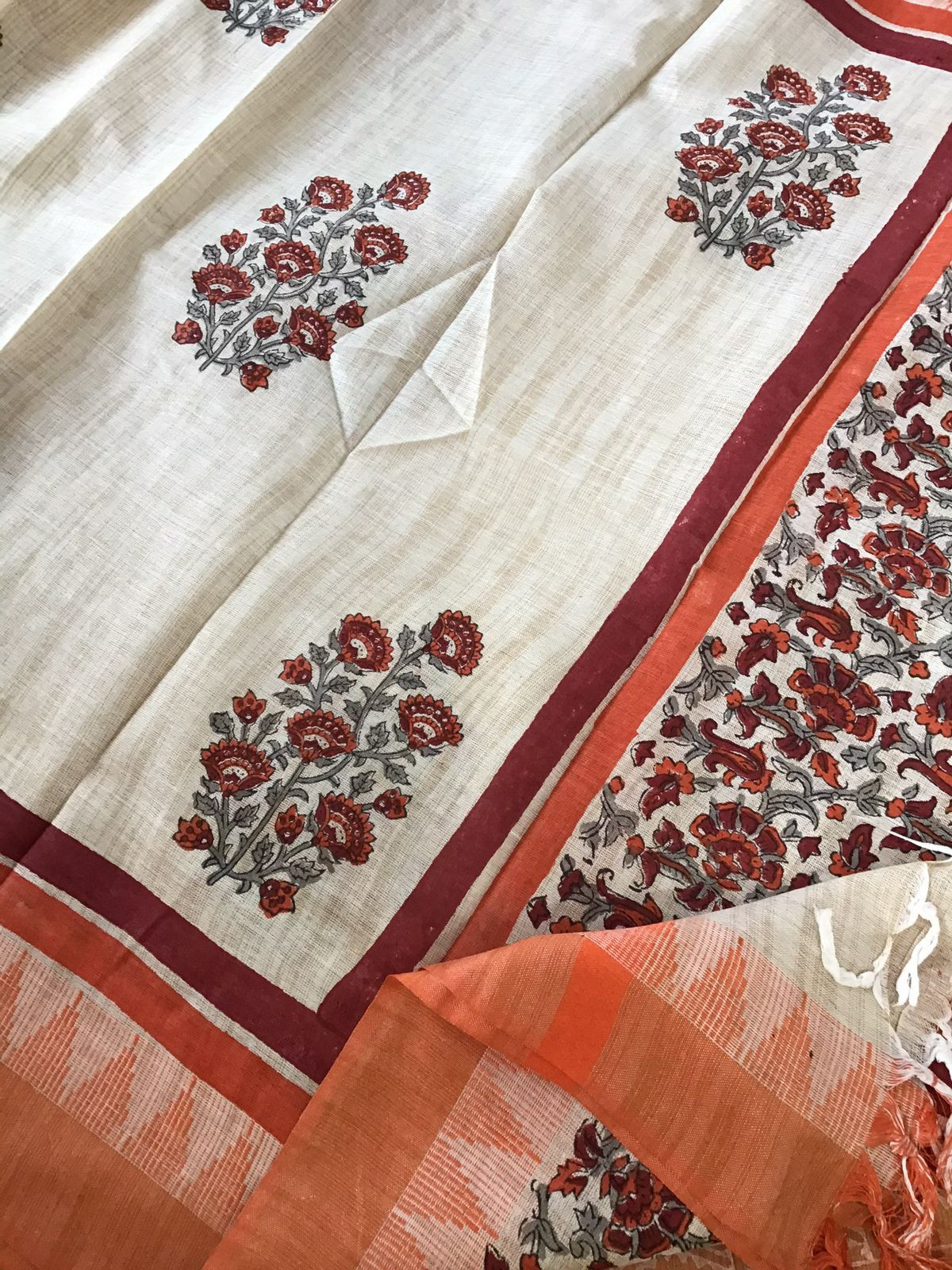 Soft Khadi Silk Printed Suit - Orange