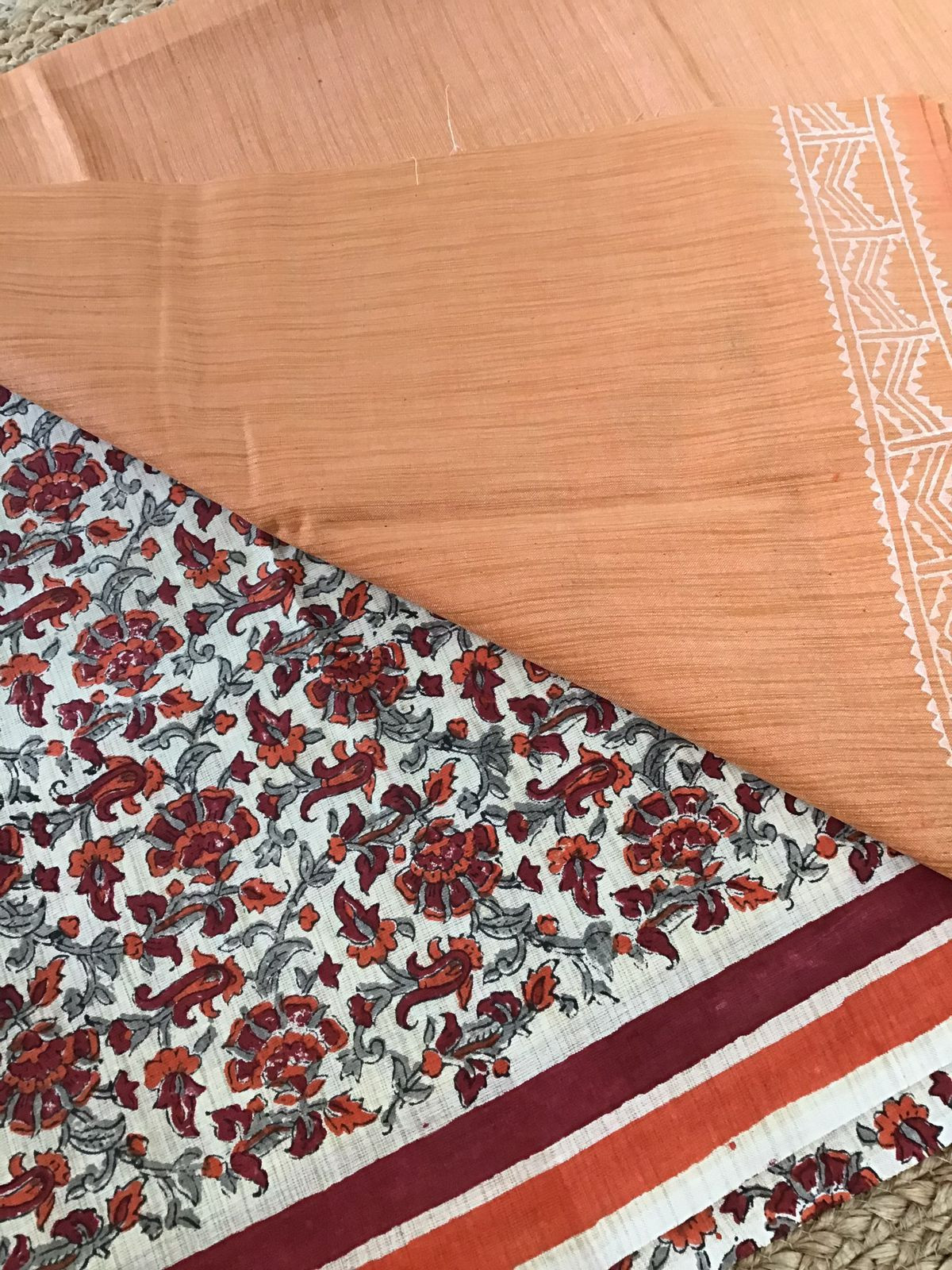 Soft Khadi Silk Printed Suit - Orange