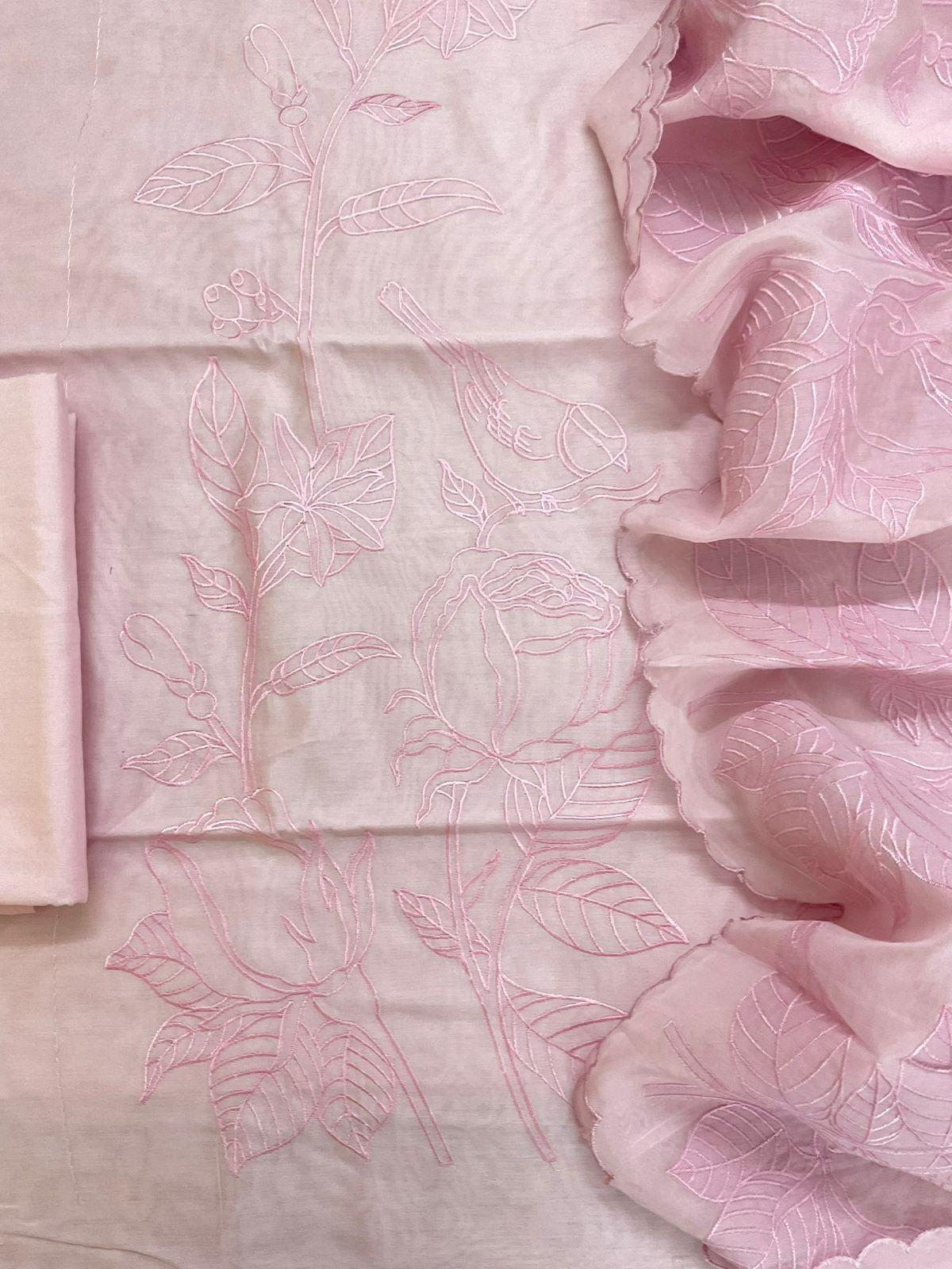 Pure Chanderi Embroidered Suit - Pink