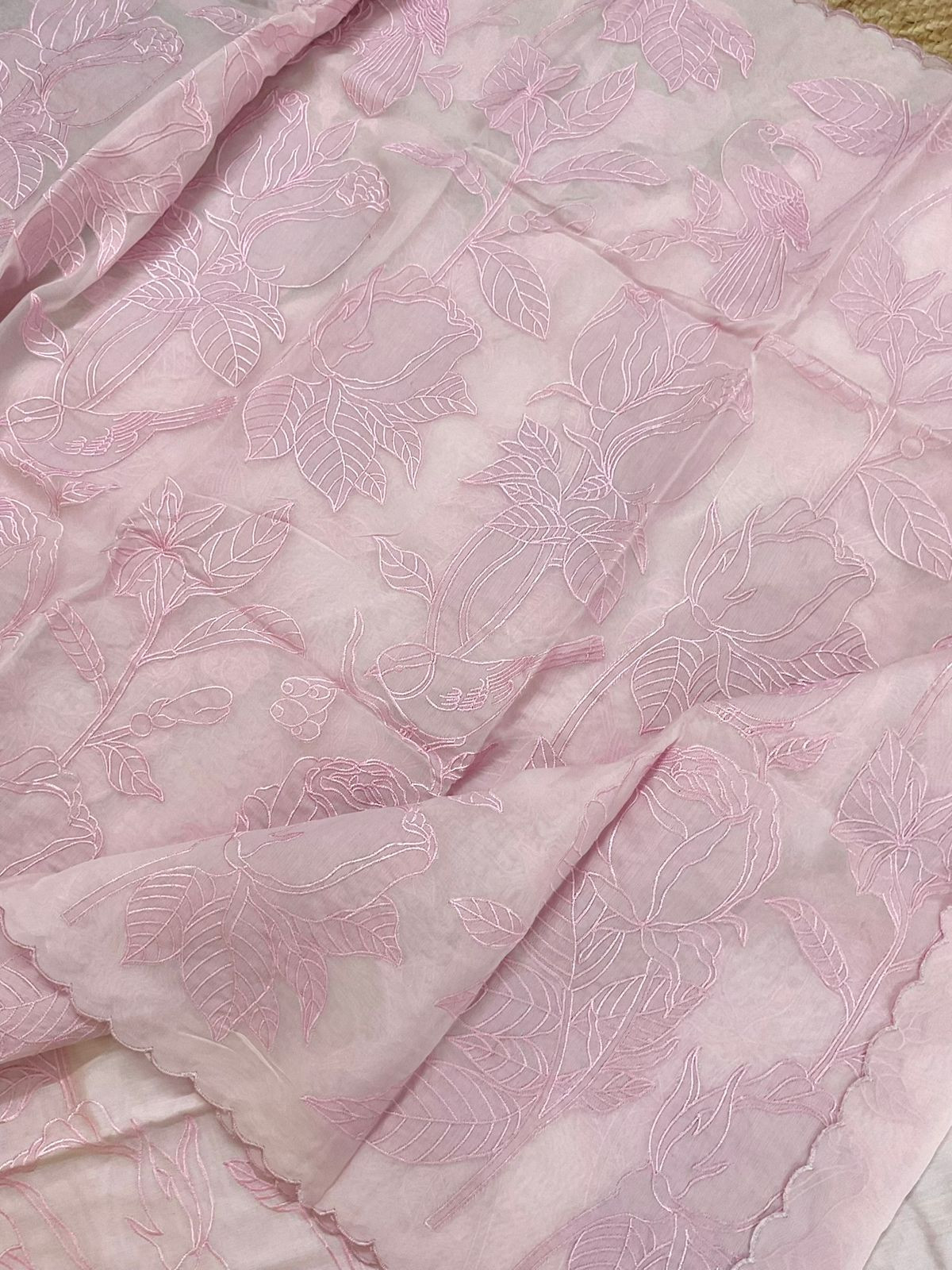 Pure Chanderi Embroidered Suit - Pink