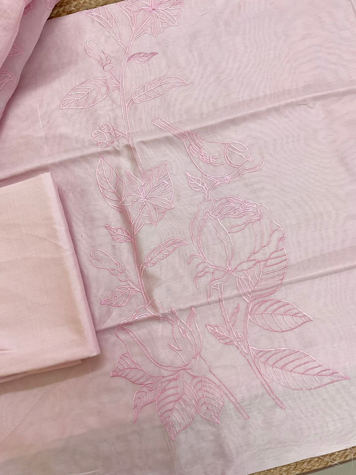 Pure Chanderi Embroidered Suit - Pink