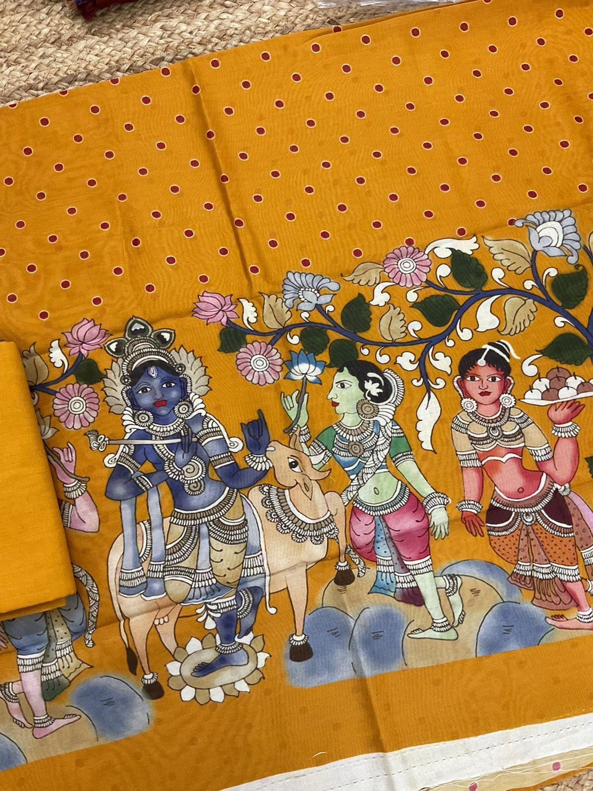 Pure Chanderi Printed Embroidered Suit - Yellow