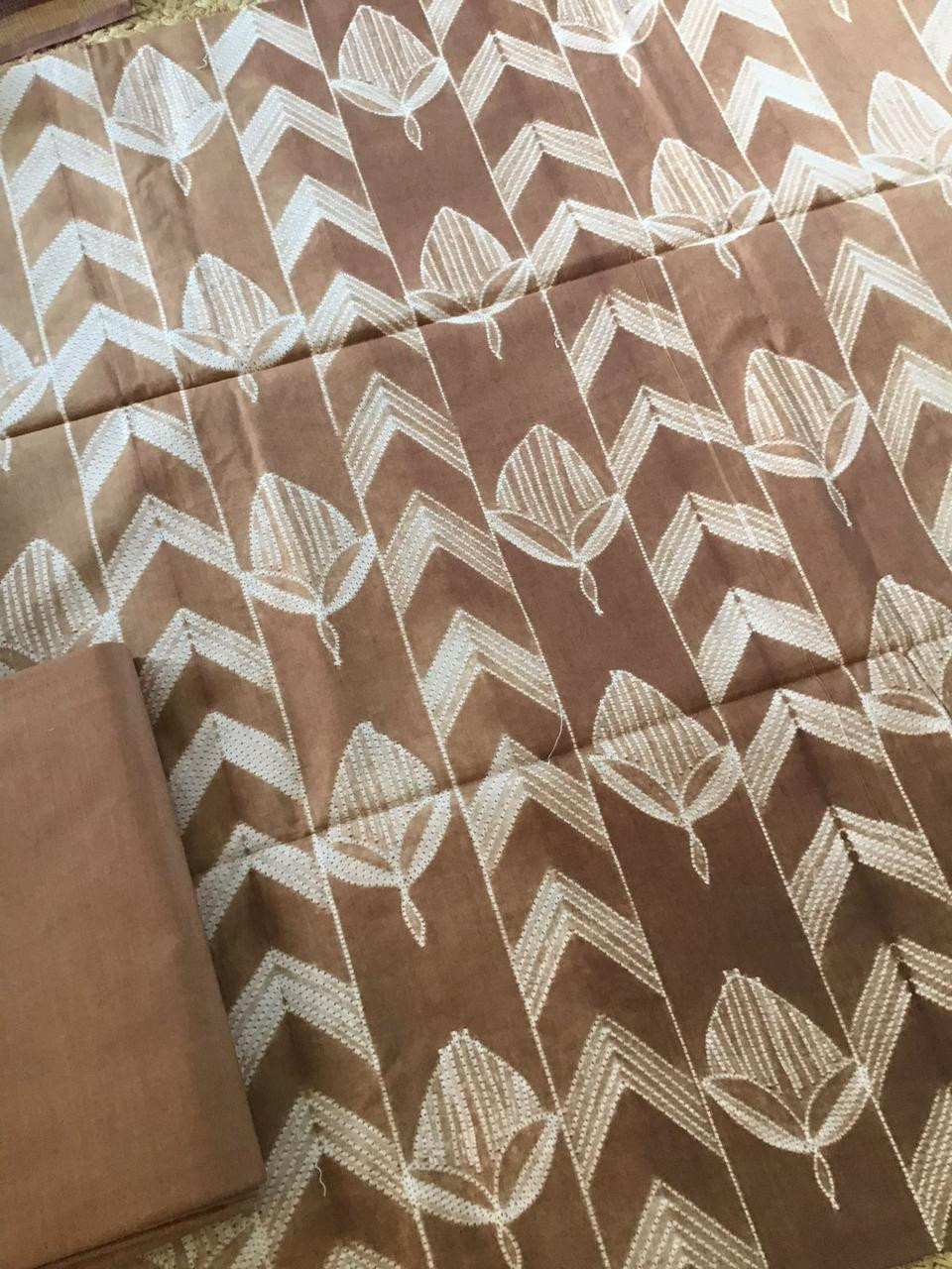 Pure Cotton Shibori Printed Suit - Brown