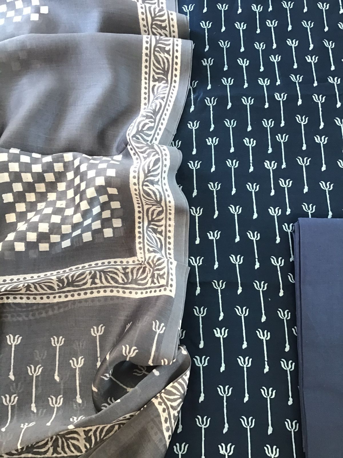 Pure Maheshwari Silk Printed Suit - Blue