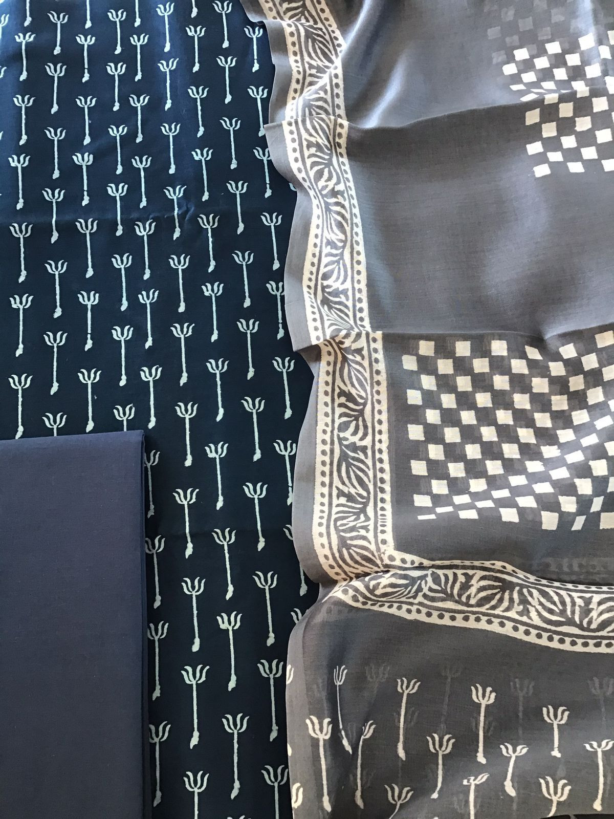 Pure Maheshwari Silk Printed Suit - Blue