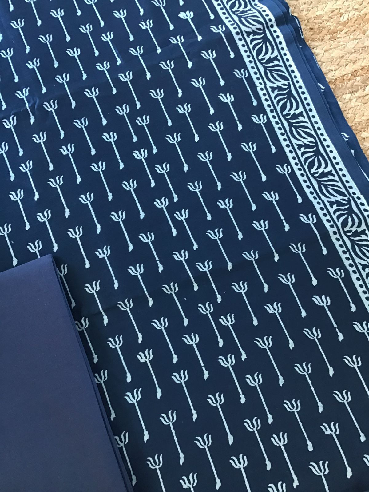 Pure Maheshwari Silk Printed Suit - Blue