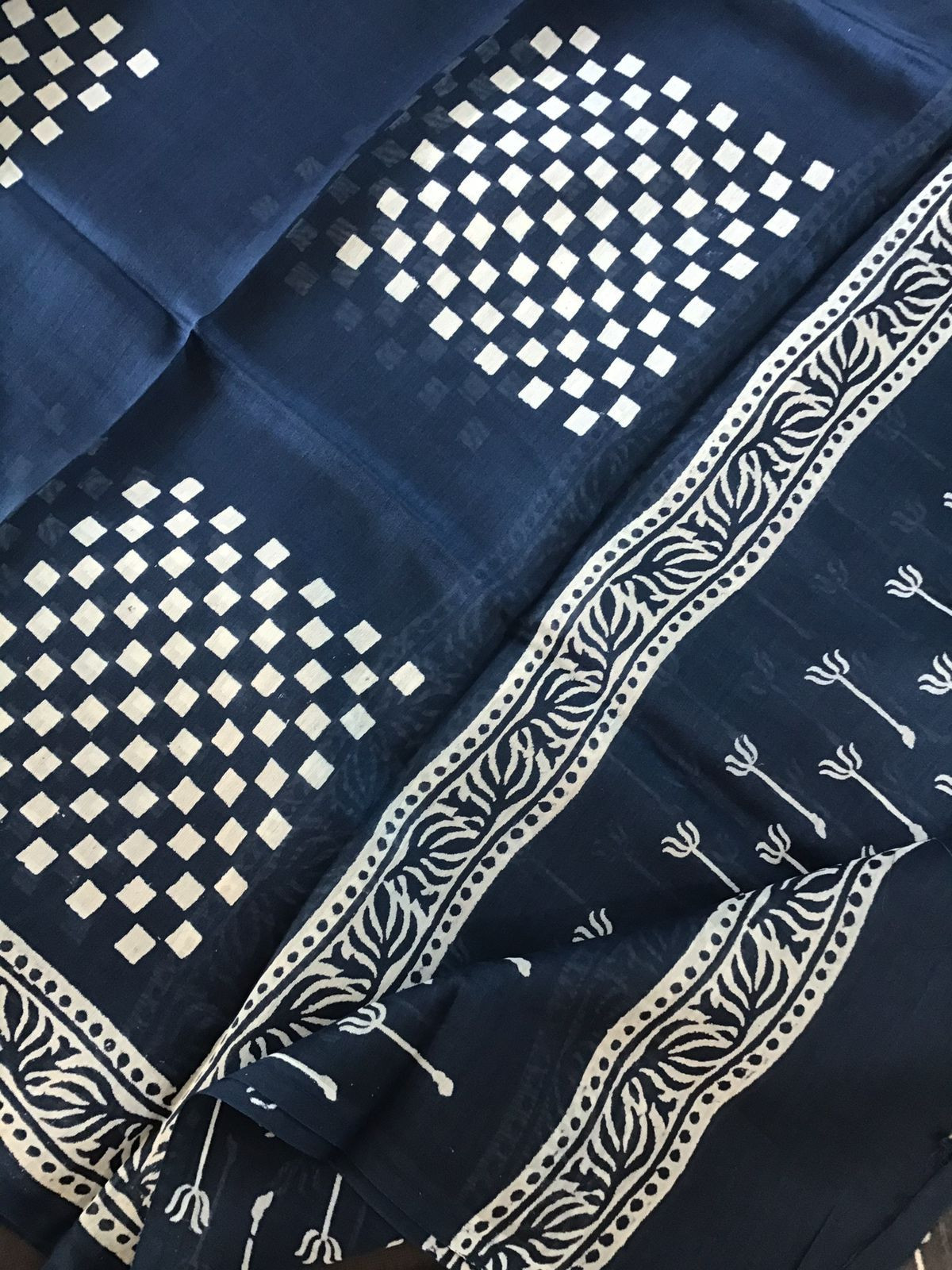 Pure Maheshwari Silk Printed Suit - Grey